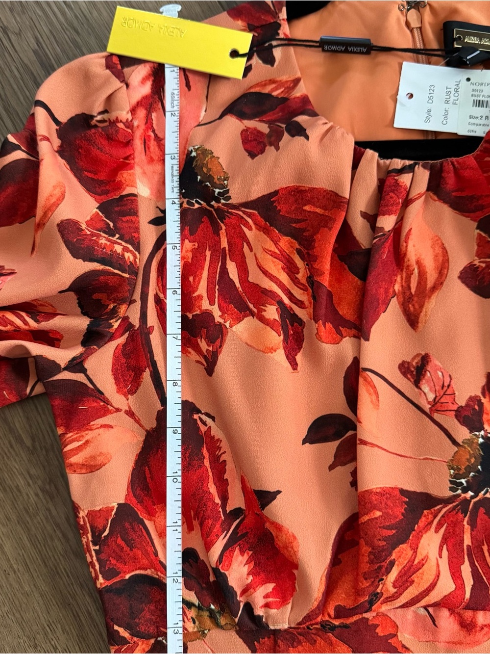 NWT - Alexia Admor - Rust Floral Long Sleeve Empire Waist Maxi Dress - Picture 13 of 15
